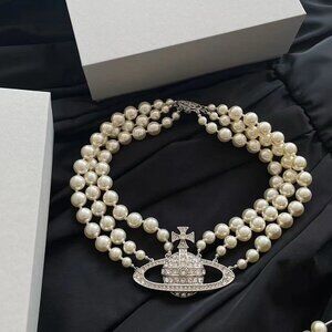 Vivienne Westwood Triple Pearl Saturn necklace